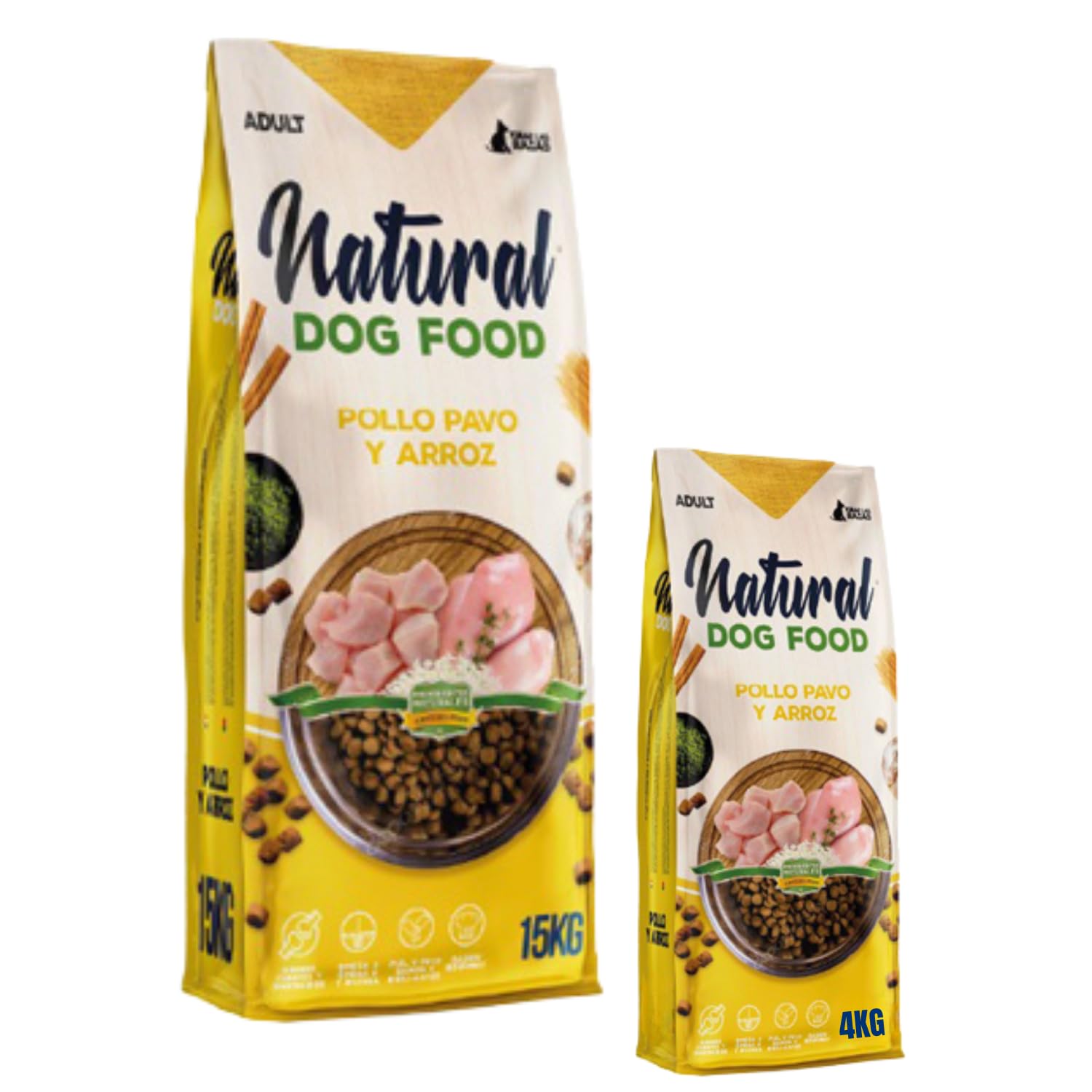 Natural Dog Food Premium de Pollo, Pavo y Arroz para Perros Adultos de Todas Las Razas - Pienso Natural Seco (15 KG)