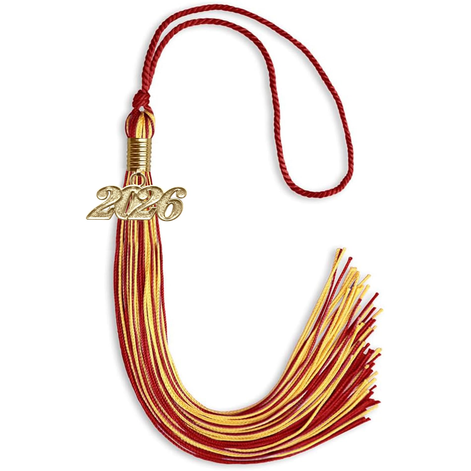 Endea Graduation Mixed Double Color Tassel with Gold Date Drop (Red/Gold, 2026)