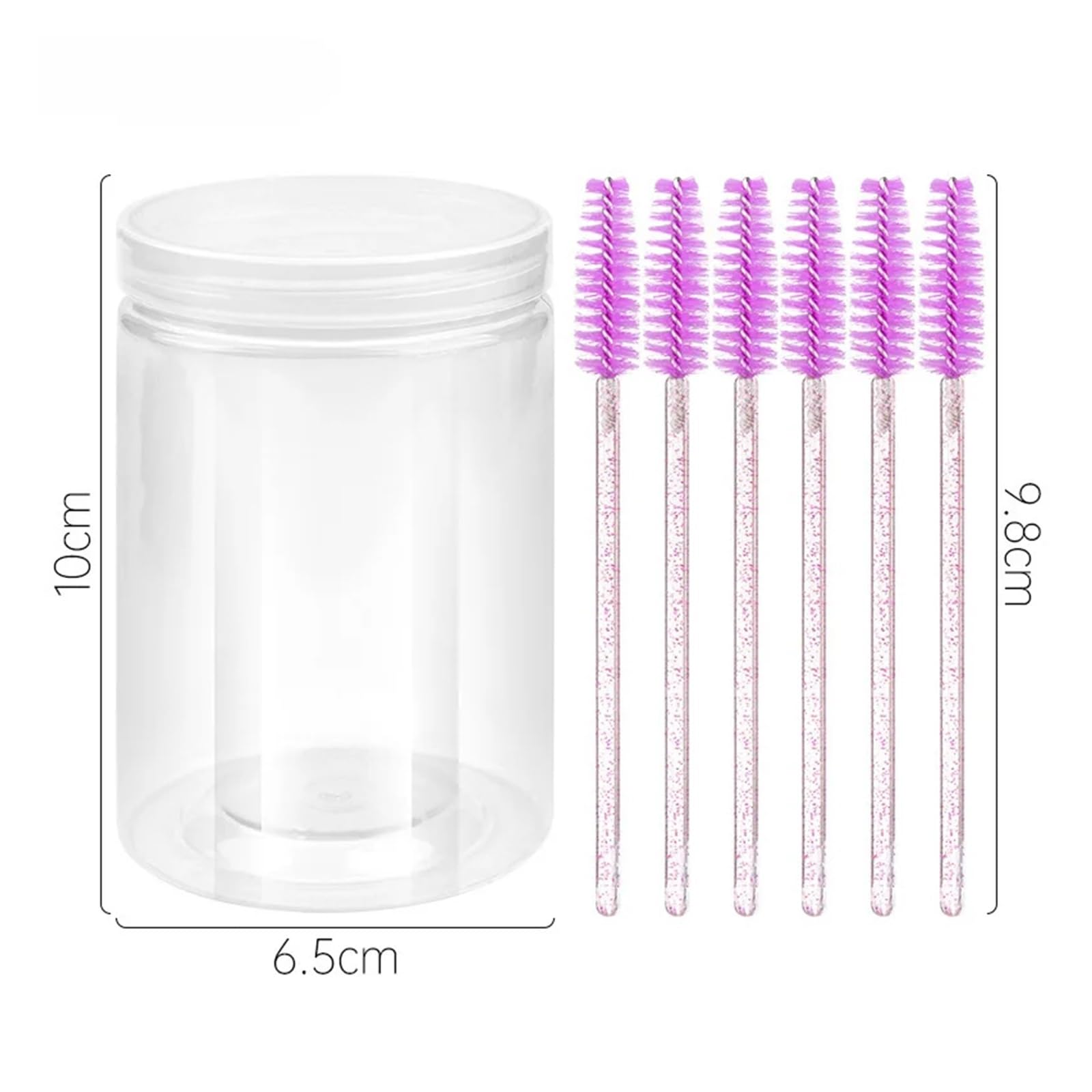 100 cepillos de pestañas desechables para extensiones de pestañas con estuche contenedor (morado en botella2)