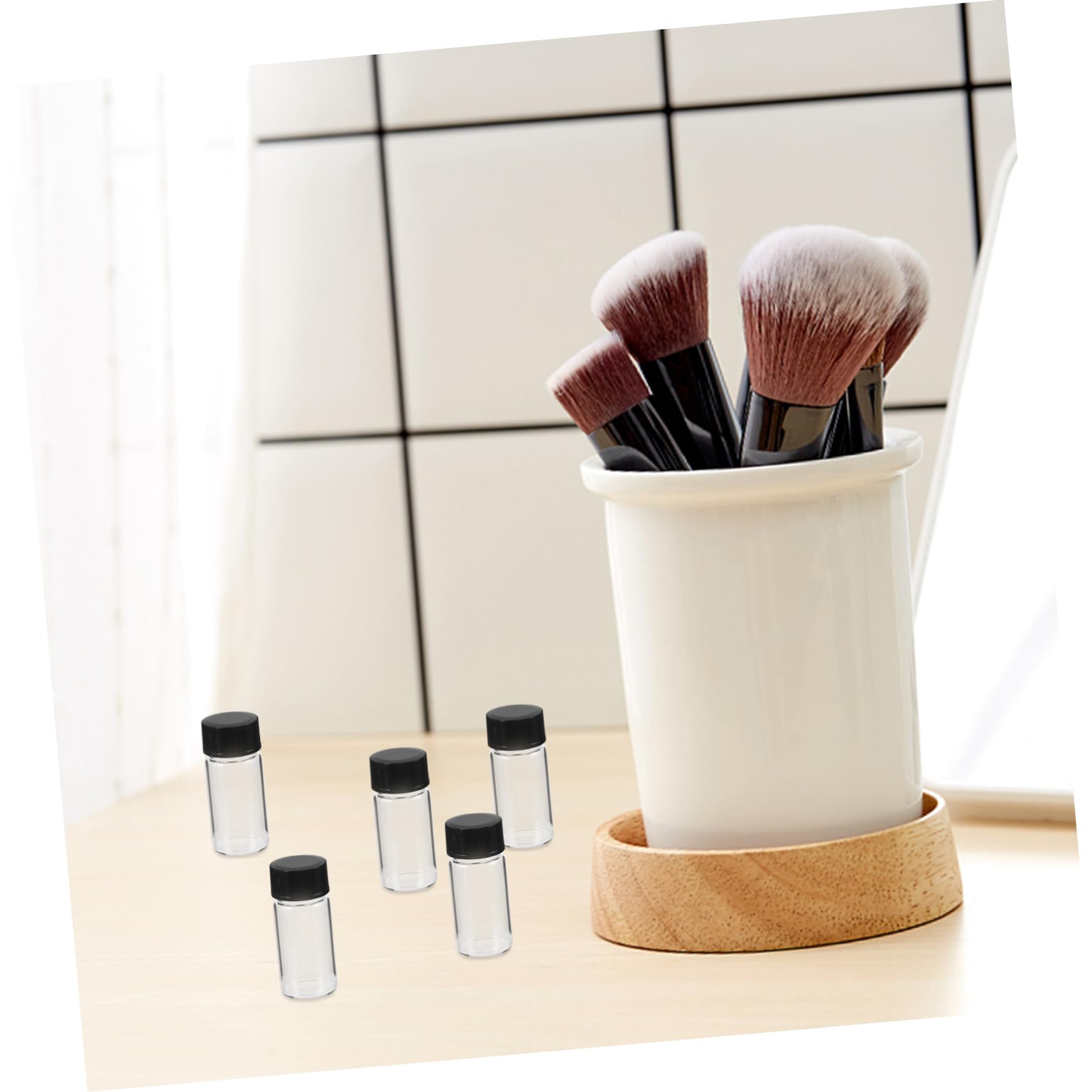 5ml Transparente Glasfläschchen mit Schraubdeckel, 100 Stück | Flacher Boden, Schwarze Kappen, Dicht Schließend, für Proben und Reagenzien