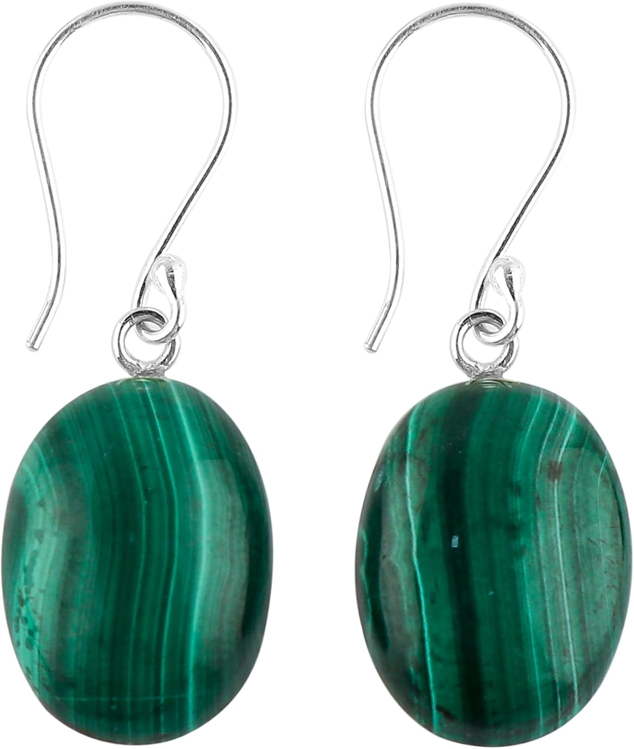 Natural Green Malachite Gemstone 925 Sterling Silver Dangle Earrings, Crystal Cabochon Earring, Handmade Jewelry, Birthstone Jewelry, Women Gift