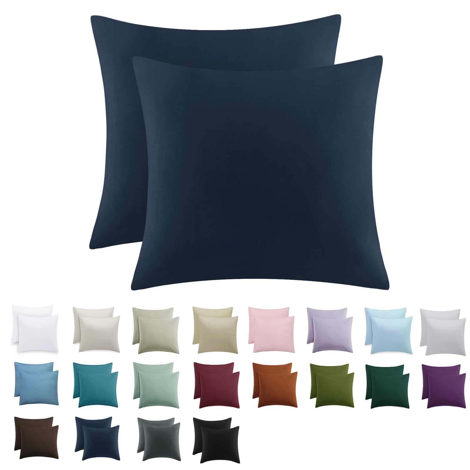 Tifschlaf Pillowcase 80 x 80 cm, Set of 2 – Pillowcases 80 x 80 cm, Dark Blue with Soft Microfibre Zip, 80 x 80 cm Blue Pillow Case — image 1