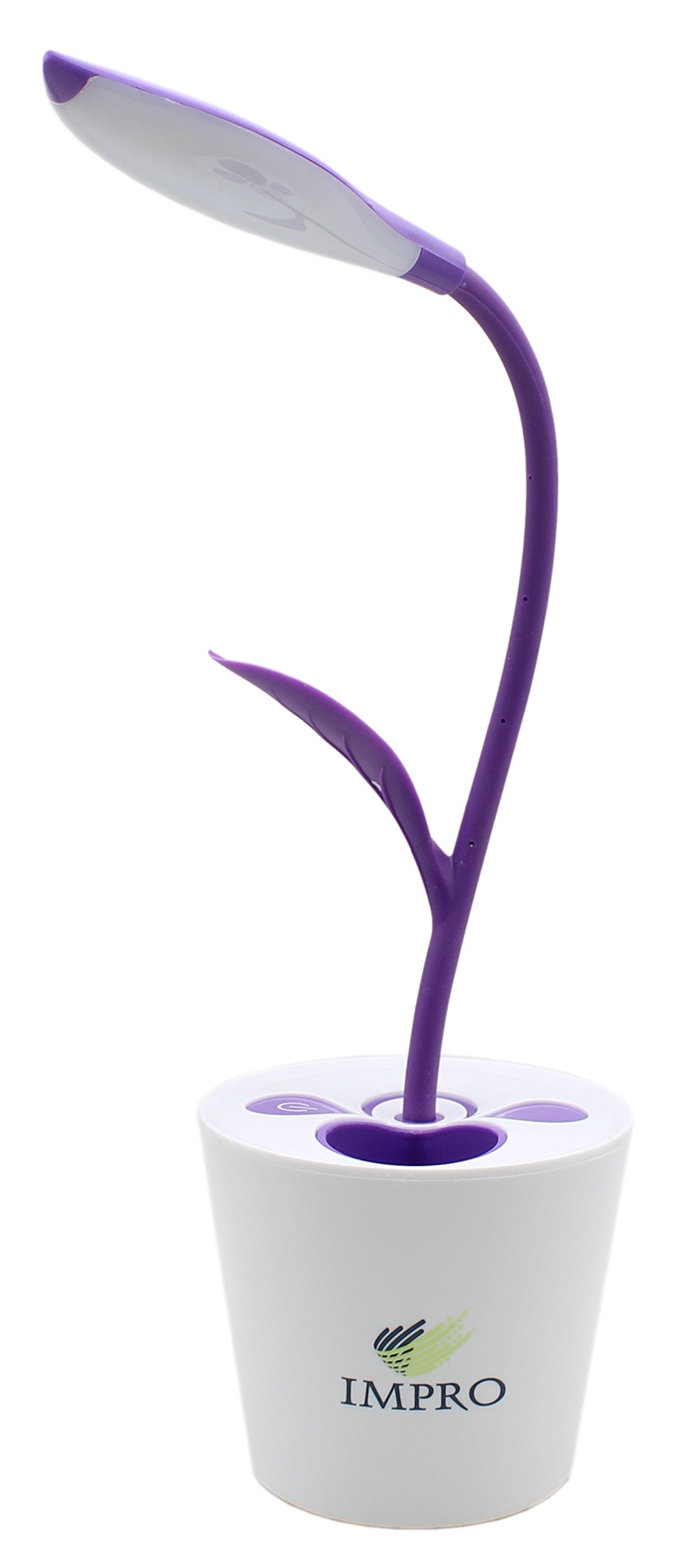 Impro Creative Sapling Pencil Container Design Plastic USB Rechargeable LED Desk Lamp with Touch Sensitive Switch (Purple).