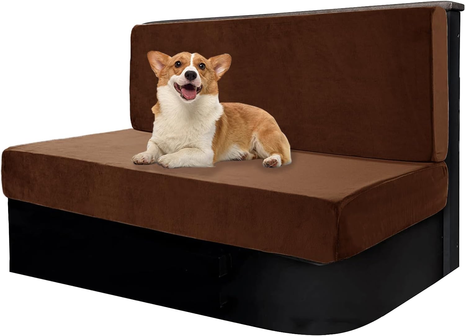 UNBBRRL Velvet RV Dinette Cushion Covers Stretch Camper Bench Cover Couch Cover with Seat Cushions Cover and Backrest Cover to Protect Furniture (Sapphire Blue)