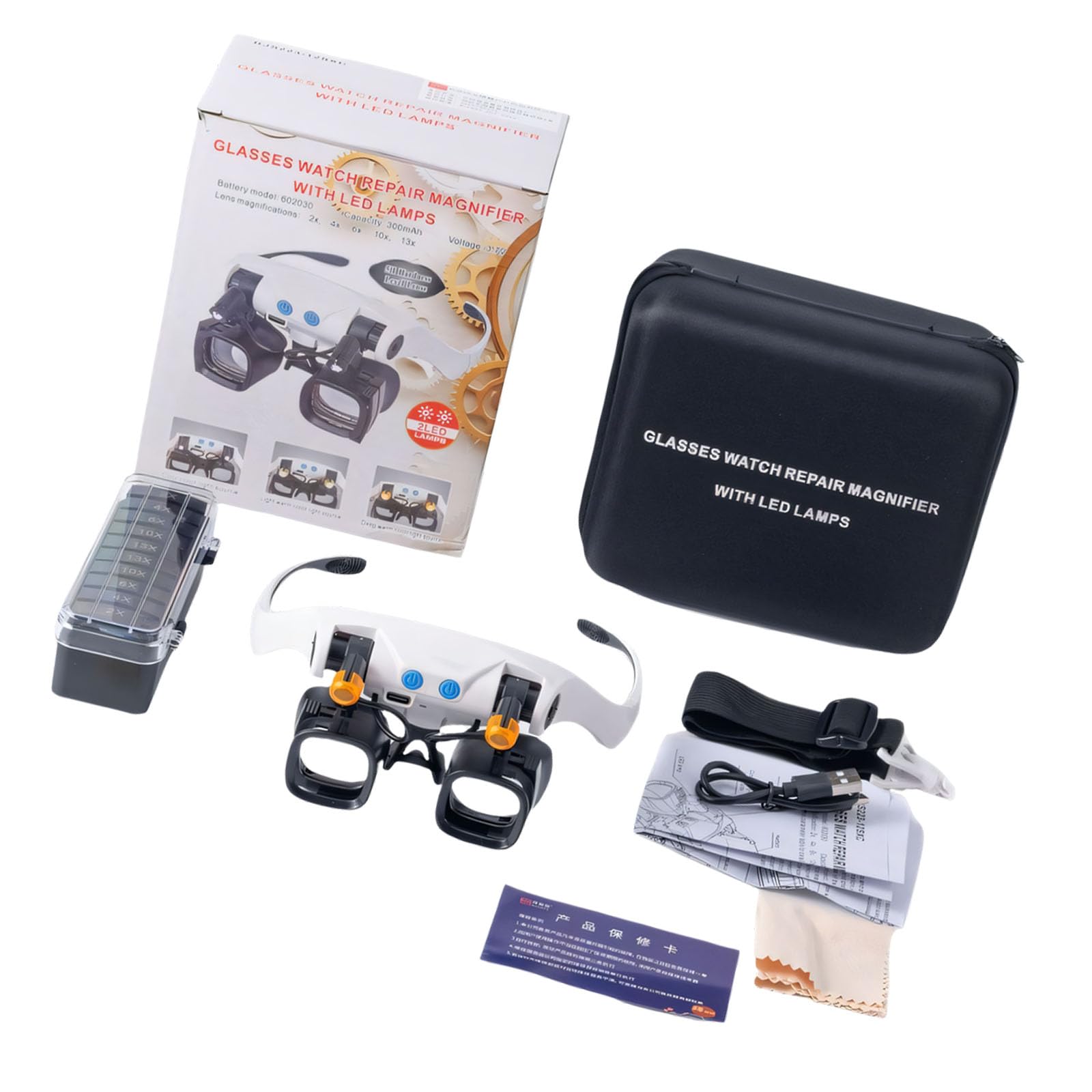 Viewing Device Offering 2X to 23X Magnification and USB Rechargeable Light for Close Examination Multi Lens Magnification Set