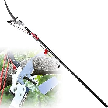 Manual Pole Saw Expandable Tree Pole Pruner, Telescopic Pole Saw Tree Saw, Reach Pole Pruning Saw, Sawropper Tool Size 18FT