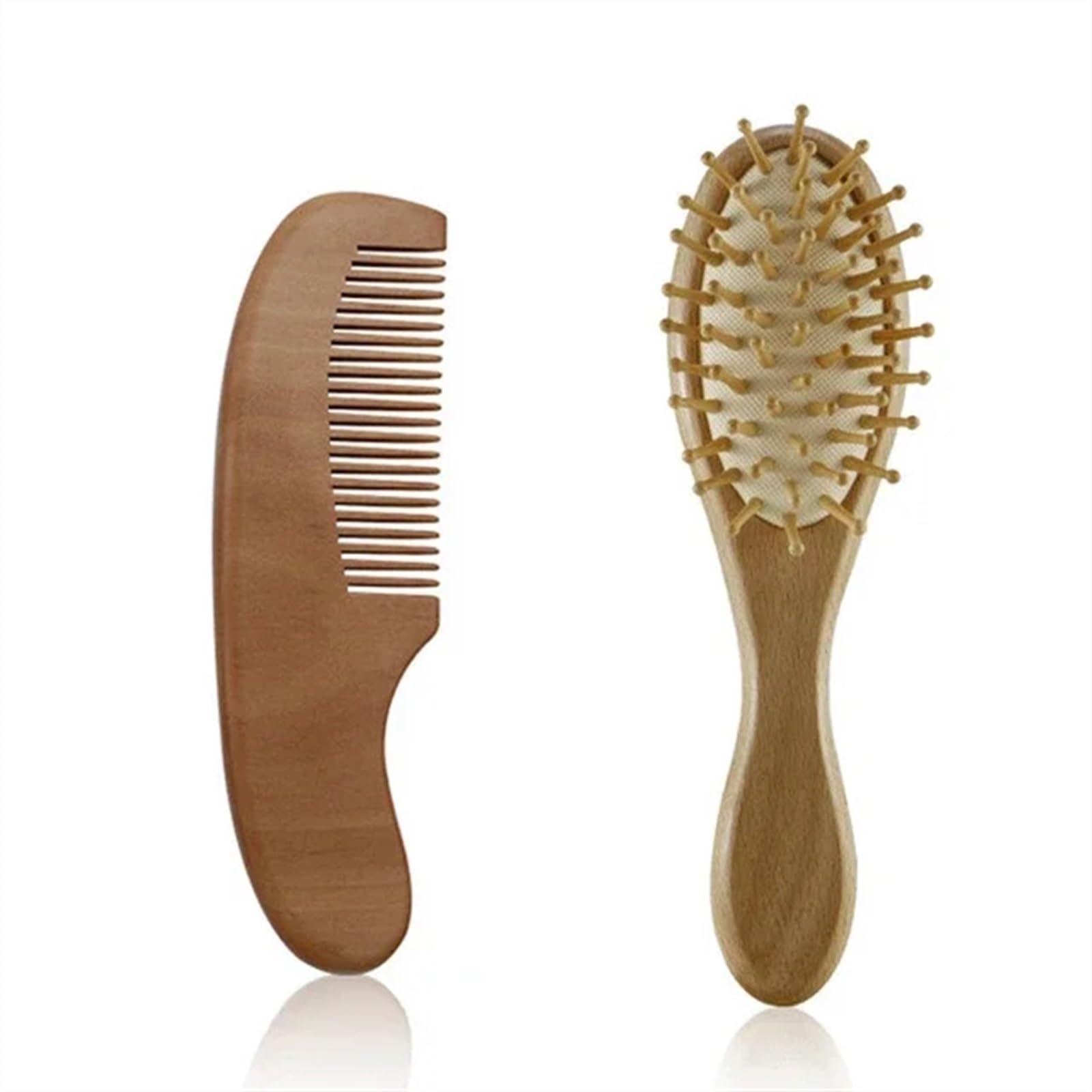 Spazzola for neonato in legno Pettine in lana naturale for neonato Spazzola for capelli for neonato Massaggiatore for testa infantile Pettine for spazzola da bagno portatile for bambini ( Size : Handl