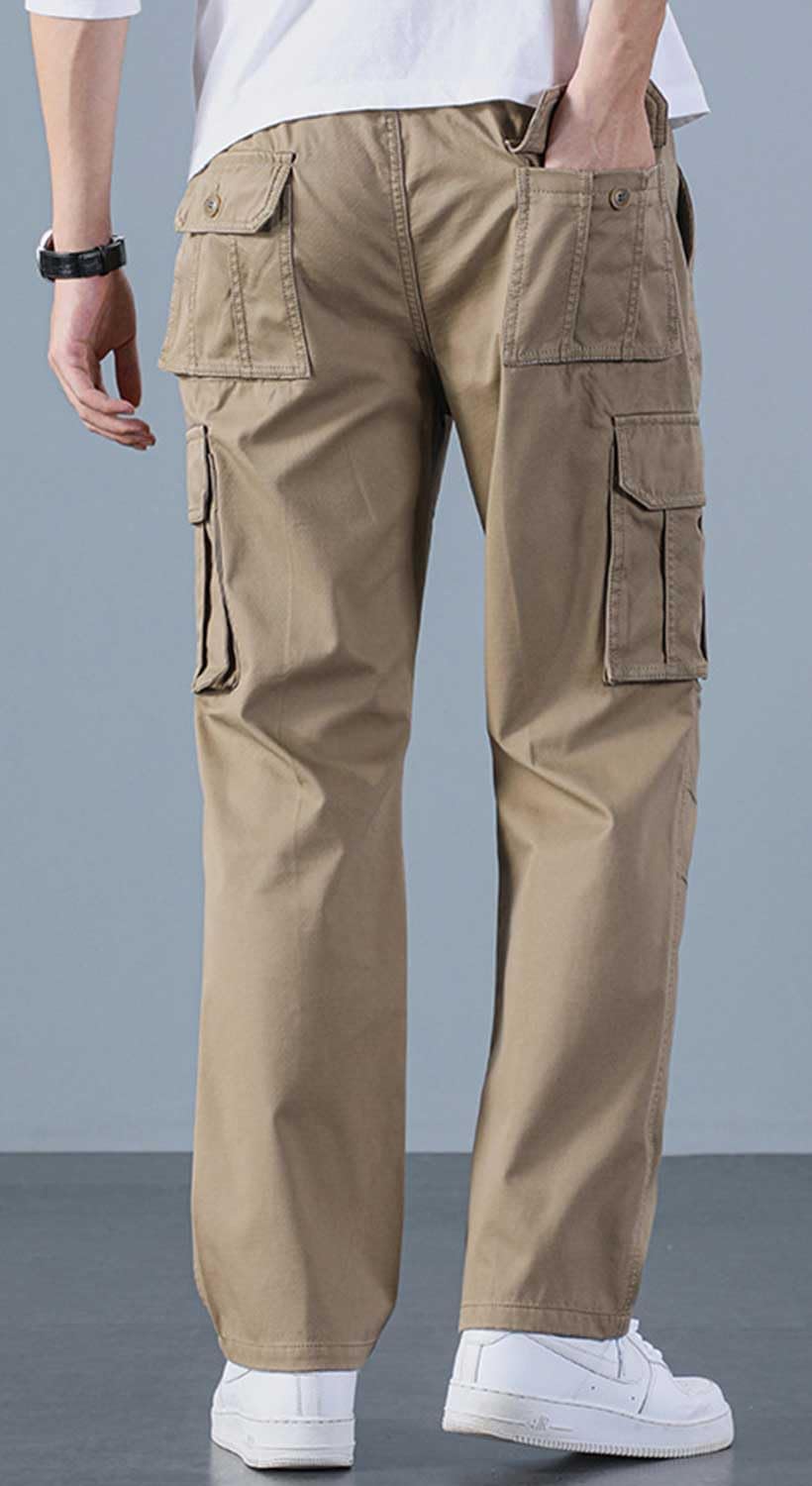 HUNGSON Mens Casual Hiking Pants Cotton Drawstring Fashion Cargo Pants