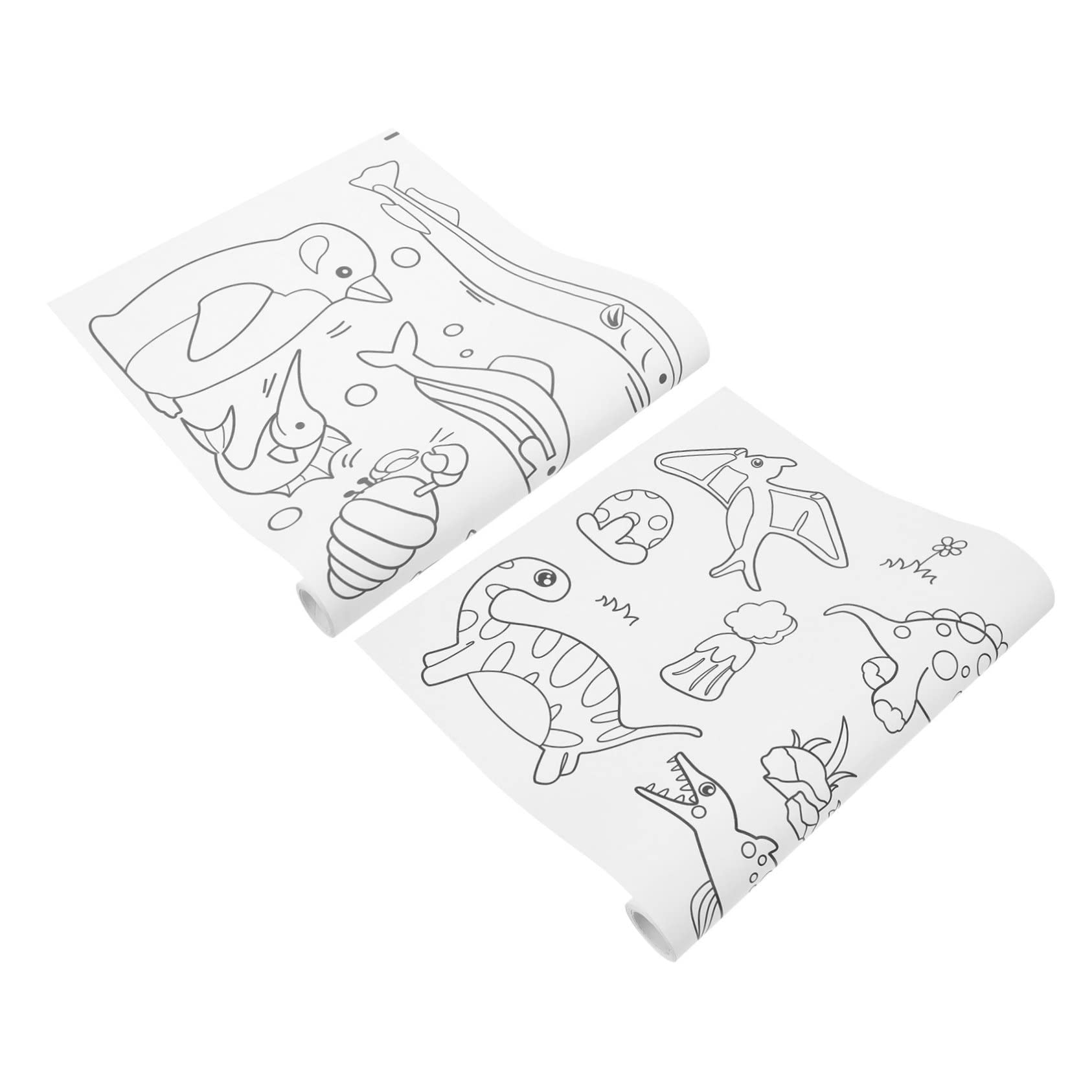 HANABASS 2Pcs Drawing Roll Paper Long Coloring Paper for Easy to Use Art Craft Supplies for Creative Fun Includes Ocean World Dinosaur Paradise Designs