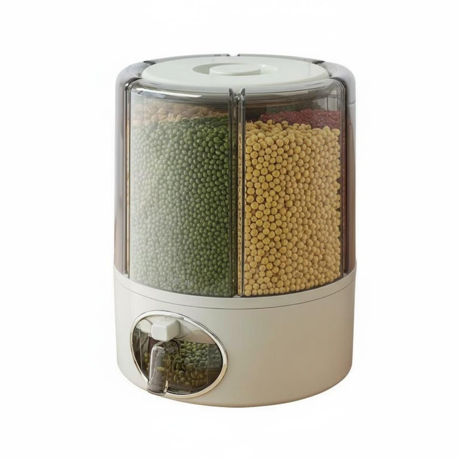 Yajuyi Dispenser di Cereali Contenitore Dosatore tore Organizer Rotante Compatto in PP Trasparente Struttura Sigillata Antiumidità Rotazione Fluida per, Cream, L