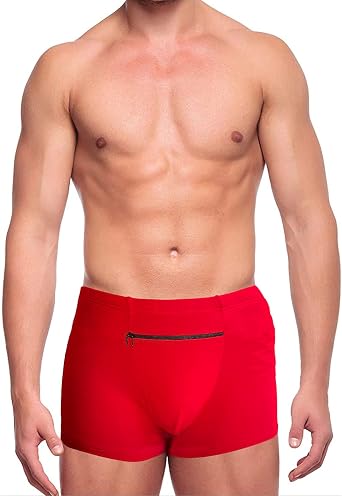 2 Packs Men's Boxer Briefs Secret Hidden Pocket, Pickpocket Proof Travel Secret Pocket Underwear, Pocket Panties. (Burgundy)