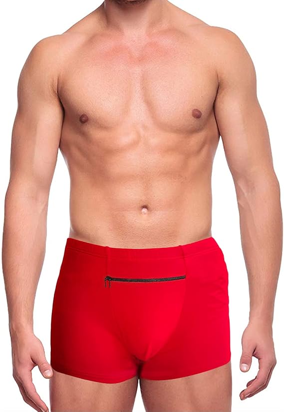 2 Packs Men's Boxer Briefs Secret Hidden Pocket, Pickpocket Proof Travel Secret Pocket Underwear, Pocket Panties. (Burgundy)