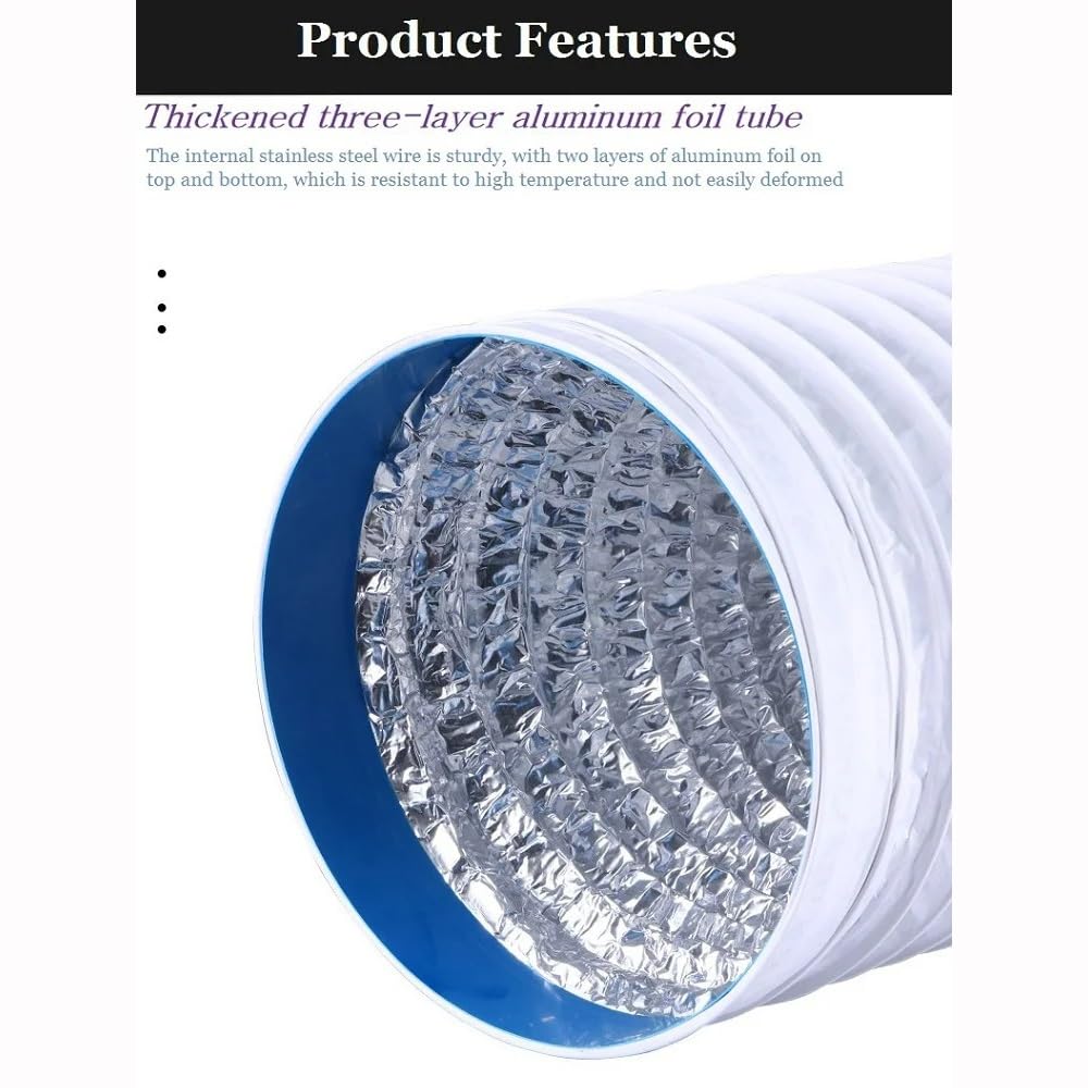 Conduttura flessibile in alluminio, tubo di ventilazione in PVC Tubo | For sostituzione prolunga condotto condizionatore d'aria portatile for aspiratore, tende da(150mm,1.5meter)