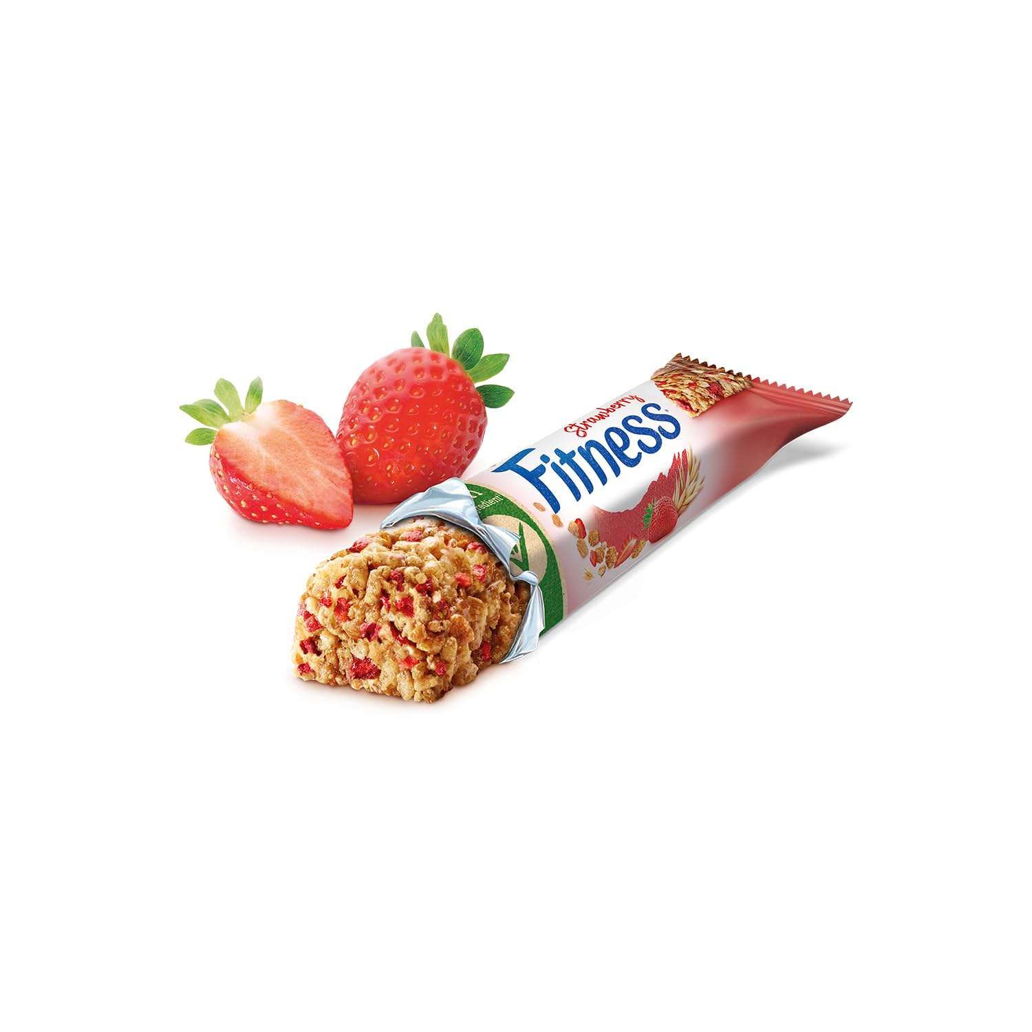 Nestlé® | Fitness Truskawkowe Płatki | Baton płatków śniadaniowych z pełnoziarnistą pszenicą i truskawkami - 24 sztuki (564 gr)