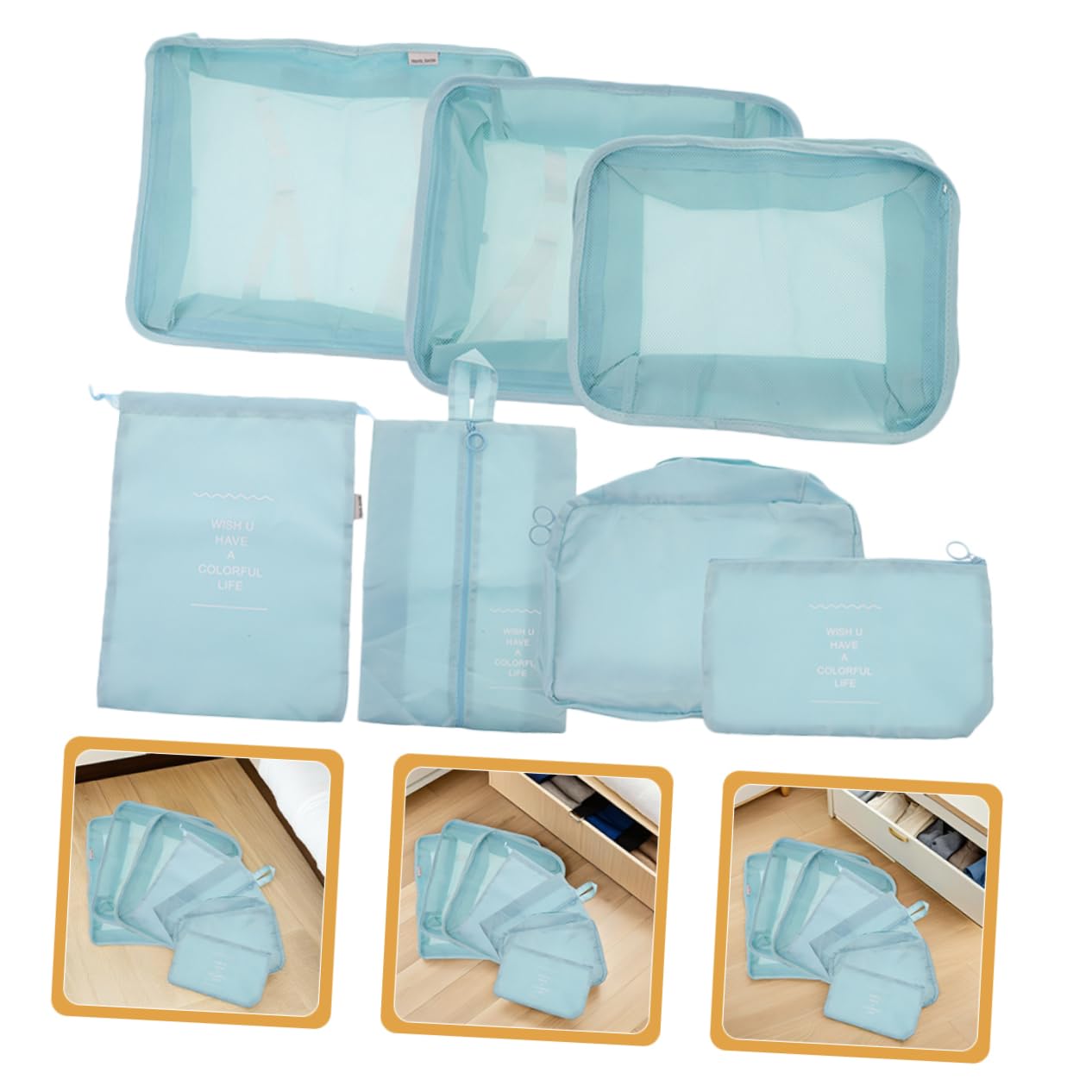 iplusmile 14pezzi Organizer per Valigia da Viaggio Cubi di Compressione per Imballaggio Borsa per Biancheria e Vestiti Organizzatore per Bagagli Tracolla Flessibile