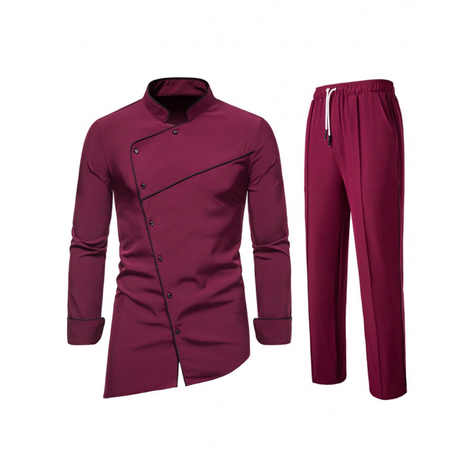 Set uniforme da cucina da uomo con colletto alto, giacca da chef, set con pantaloni da cucina, giacca da cucina, hotel cafe, abbigliamento da lavoro, camicette uniformi, camicia a maniche