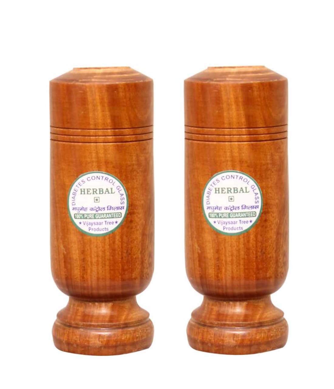 MA Group LIFERR Vijaysar Anti-Diabetes Herbal Wood Glass | Vijaysar Tumbler | Ayurvedic Wood Glass | 2 Piece Per Order