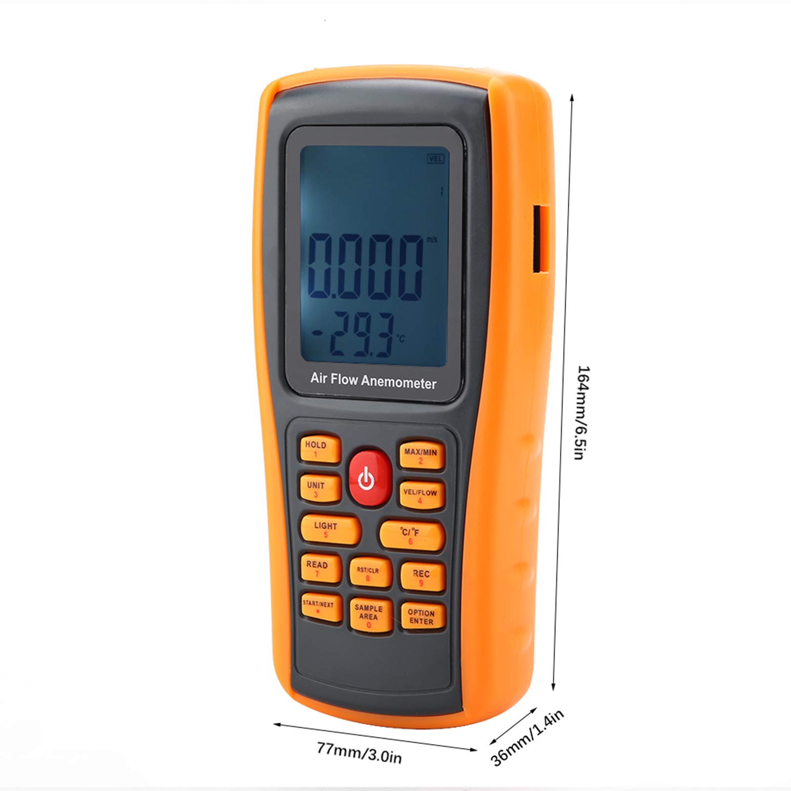 Anemómetro digital, anemómetro digital de mano GM8902 + Pantalla LCD digital con pantalla LCD con luz de fondo para velocidad del aire, flujo de aire, temperatura