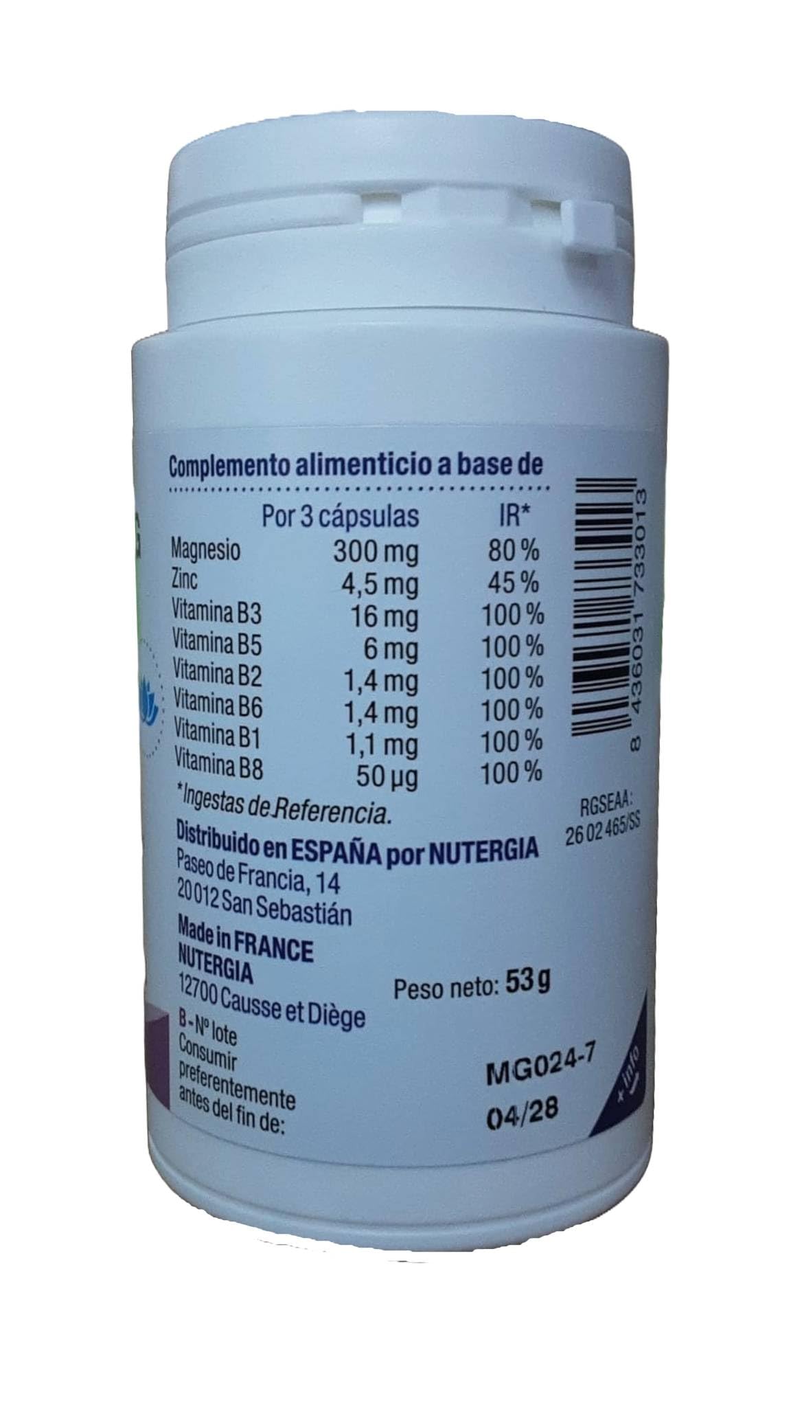 Pack 2x Ergy Mag 90 Cápsulas - Total 180 cápsulas | Nutergia | Complemento Alimenticio con Magnesio, Zinc, Vitamina B y Taurina | Equilibrio Nervioso y Muscular