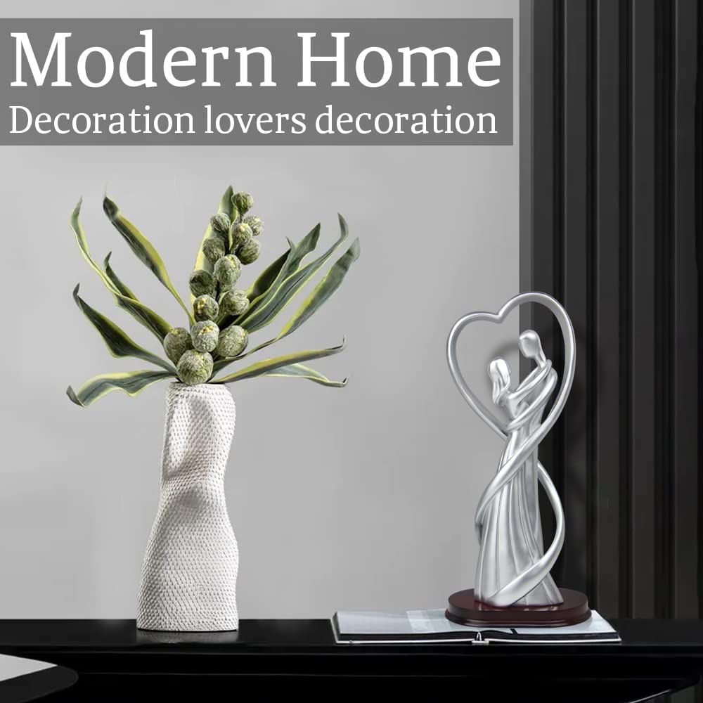 Norrclp Statua di coppia decorativa moderna, decorazione per San Valentino, scultura di coppia per soggiorno, hotel, appartamento, ottima scelta regalo di nozze (argento)