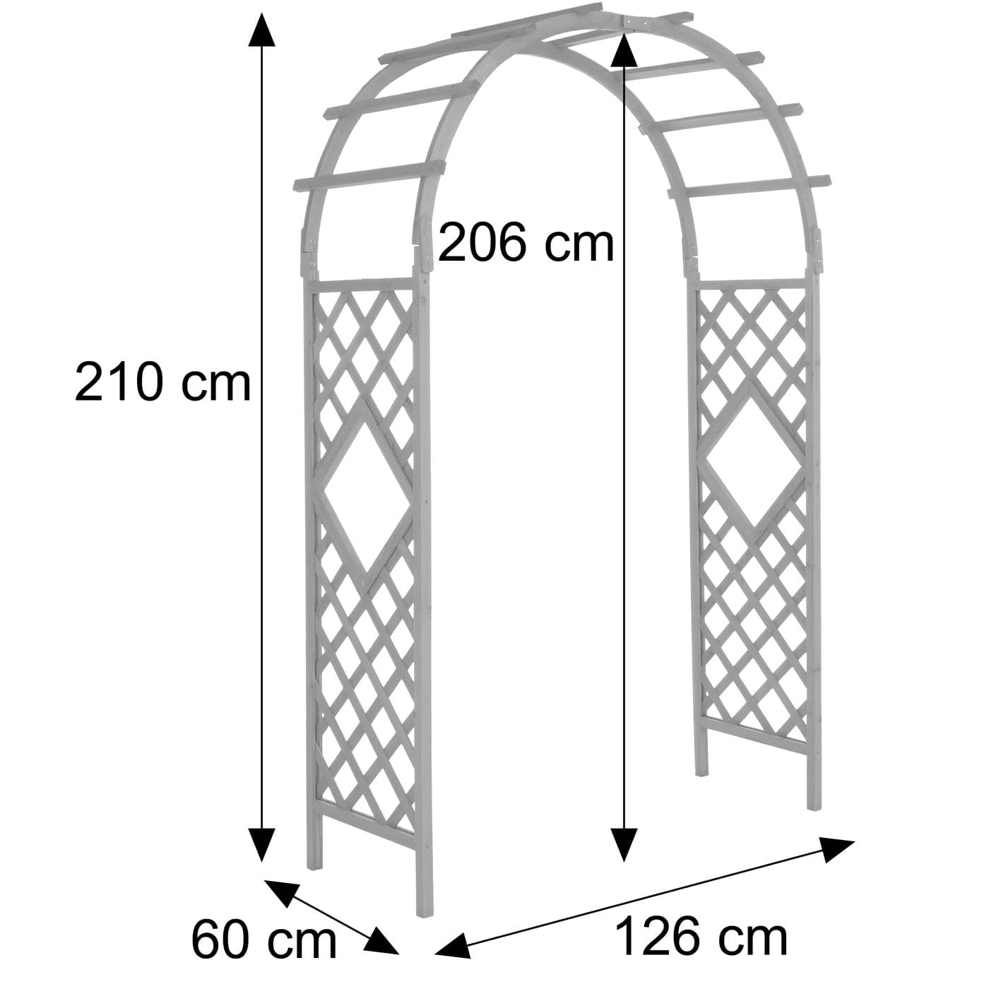 Mendler Rosenbogen HWC-Q20, Rankgitter Rosenspalier Rankhilfe Torbogen Garten Holz FSC®-Zertifiziert 210x126x60cm - Dunkelbraun