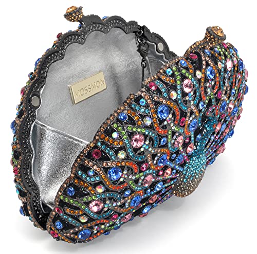 Peacock Luxury Rhinestone Crystal Evening Clutch Bag Sparkly Bride Wedding Party Purses for Women3