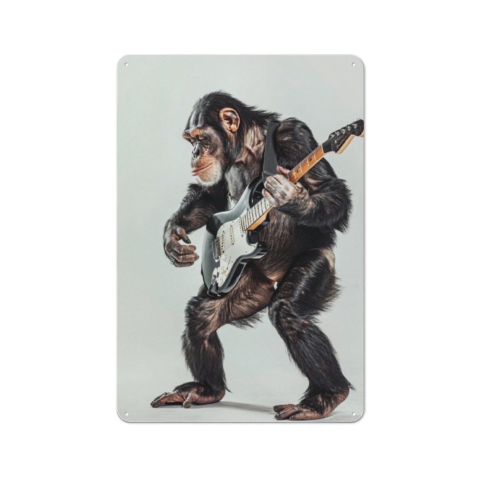 Junmoney Chimpanzee Guitar Retro Metal Sign 30X20cm For Bar Or Restaurant, For Kitchen And Home Bar Decor, For Home Office And Studio Walls
