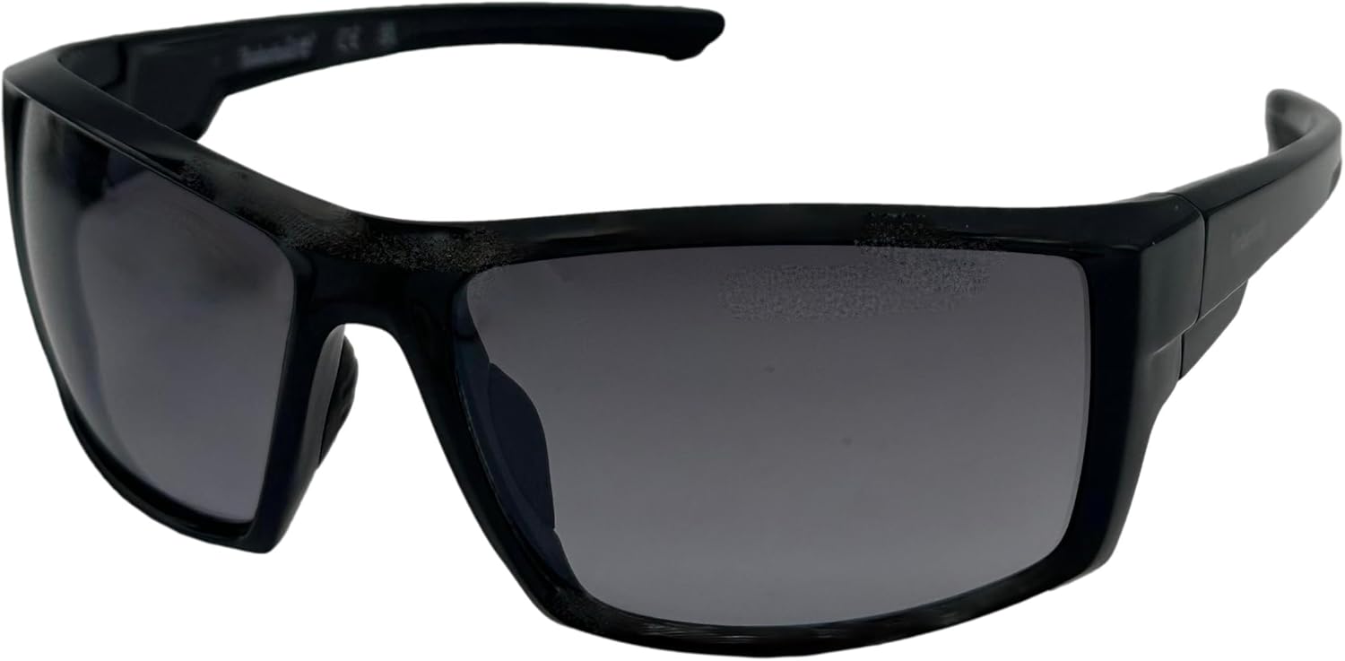 Timberland Sunglass Mens Shiny Black Rectangle Plastic Mirror Lens TB7290 1C