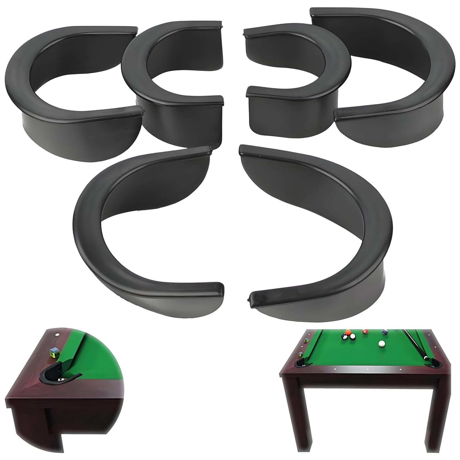 6 Piezas Forros para Agujeros de Billar, Liners de Bolsillo de Billar, Billar Agujero Revestimientos, Paquete Billar Mesa Bolsillo, Bolsillos de Mesa de Billar, para Piscina Mesa Billar(Negro)