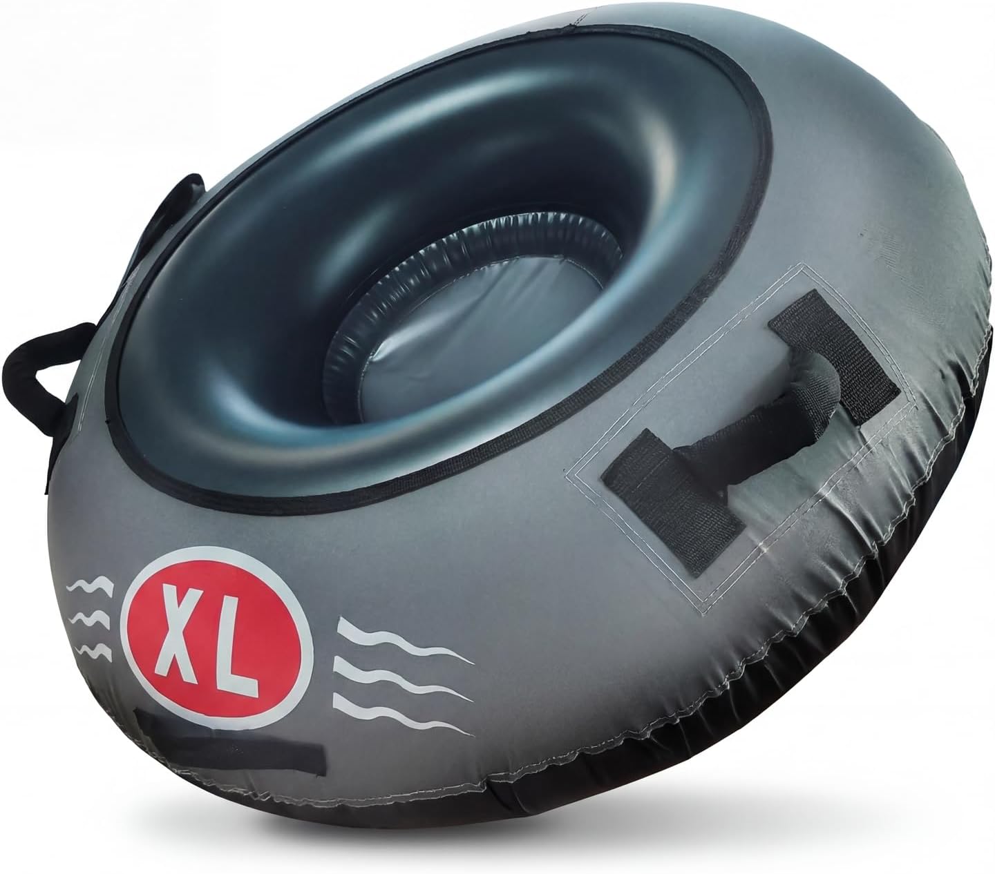 L Size Snow Tube, Heavy-Duty Inflatable Winter Sled, Blue and Black, with Handles for Snow Sledding, Large Size (Gray)