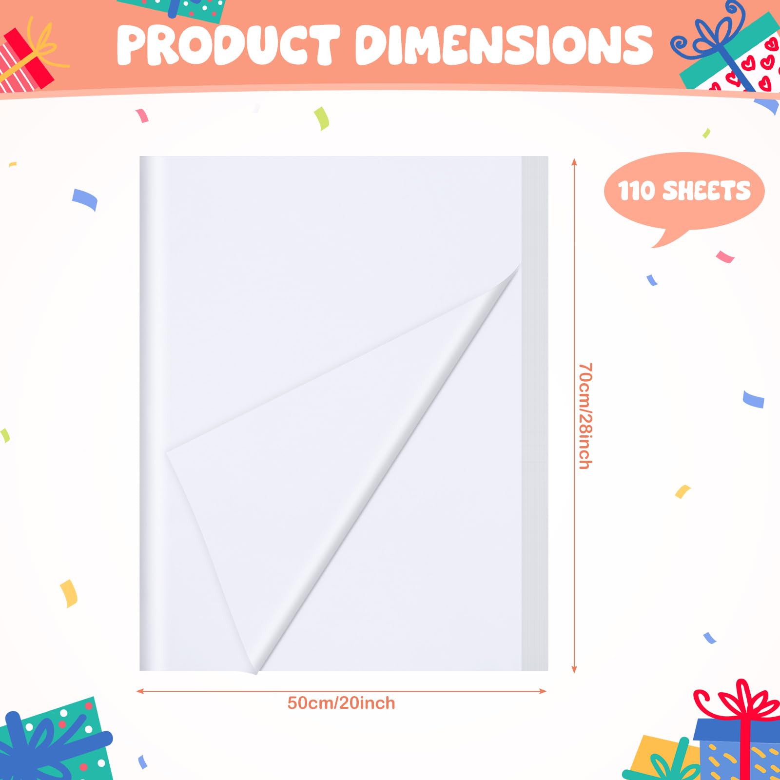 110 Feuilles Papier De Soie Blanc 70x50 Cm - Pour Emballage Cadeaux, Déco, Artisanat - 6