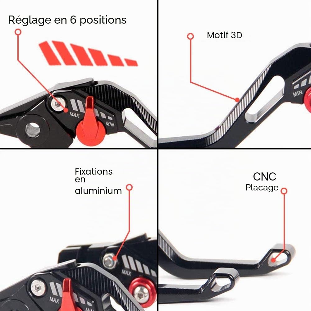 Courte de Frein D'embrayage Leviers Réglables Compatible avec Yamaha YZF-R125/125R 2013-2019 MT-125 2014-2019 Noir