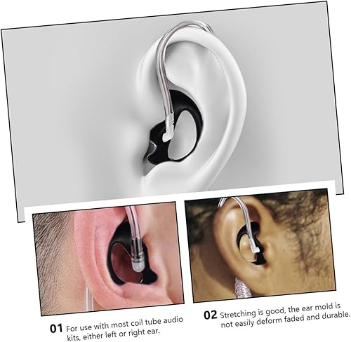 Miniatura 3 de 3 pares de moldes de silicona para oídos, tubo acústico, para negro, cómodo, no deformable, ajuste seguro para ejercicio
