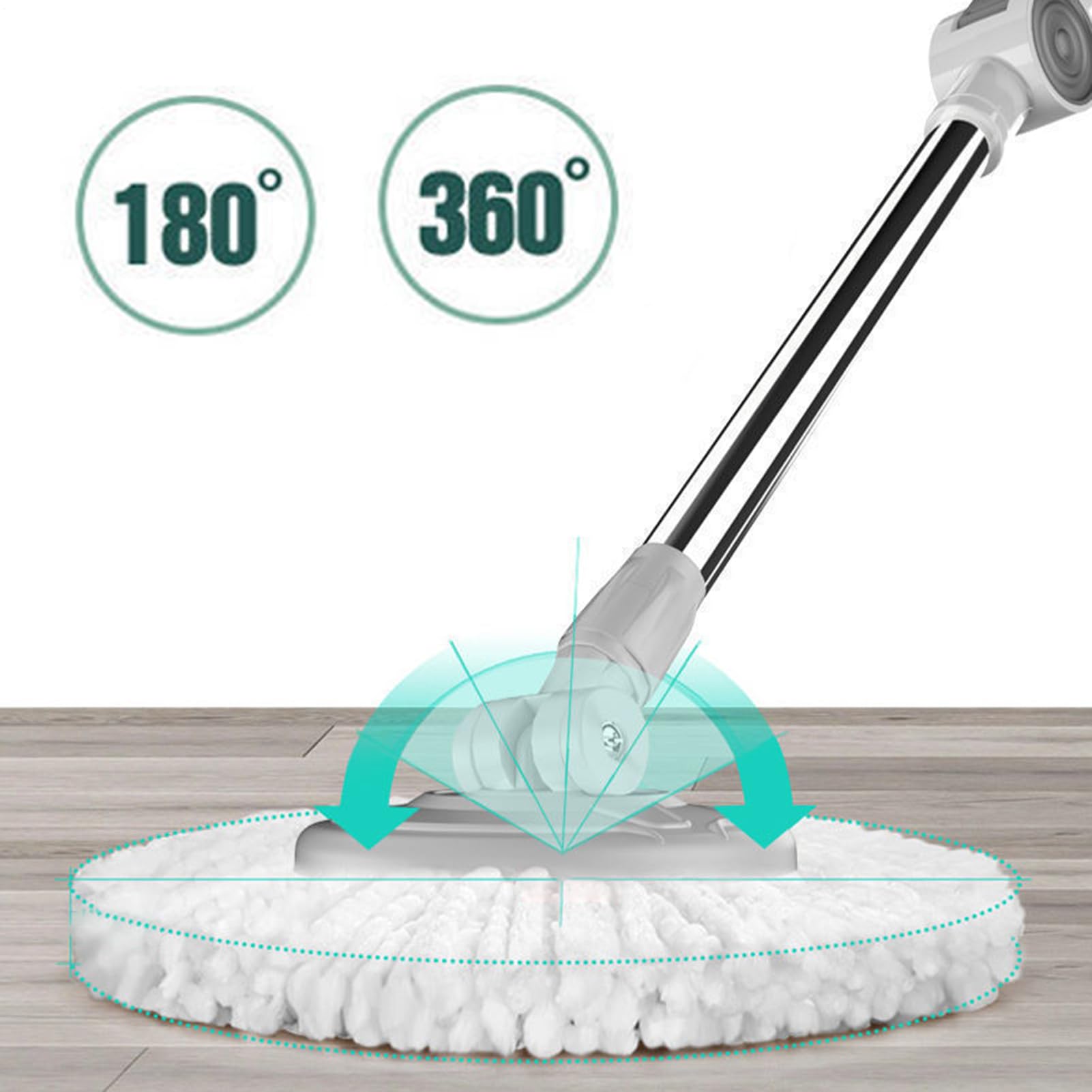 Set Fregona Cubo Mango Ajustable Ligero | Kit Cubo Giratorio Con Escurridor Para Suelos de Hogar, incluyendo Azulejos, Mármol, Cocina, Baño y Sala de Estar