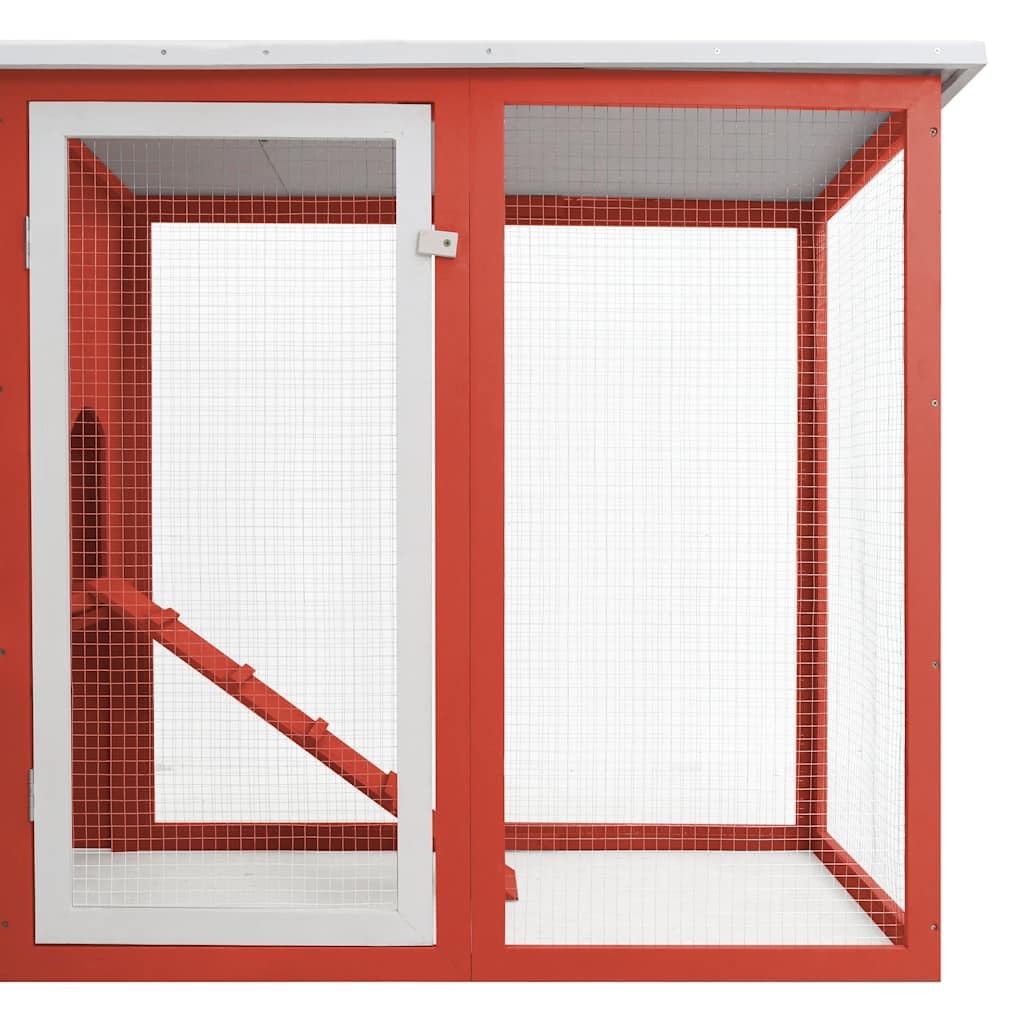 Gallinero exterior de madera de pino con techo verde impermeable, jaula de gallinas de madera roja, pajarera, rampa de acceso, bandeja deslizante y jaula de huevos