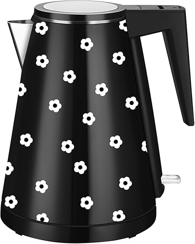 Caldera de agua interior de acero inoxidable de doble pared de 1.2 L, inalámbrica, 1000 W de ebullición rápida con luz LED, cafetera y tetera