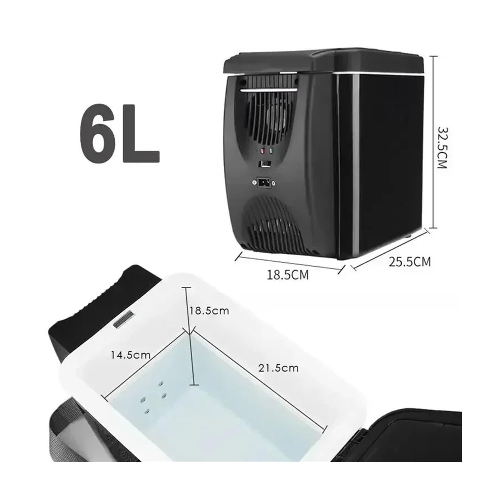 Refrigerador for Coche, Mini refrigerador, congelador portátil, 12 V CC, enchufable, refrigerador termoeléctrico de 6 L for Frutas.(5A Household Convert)