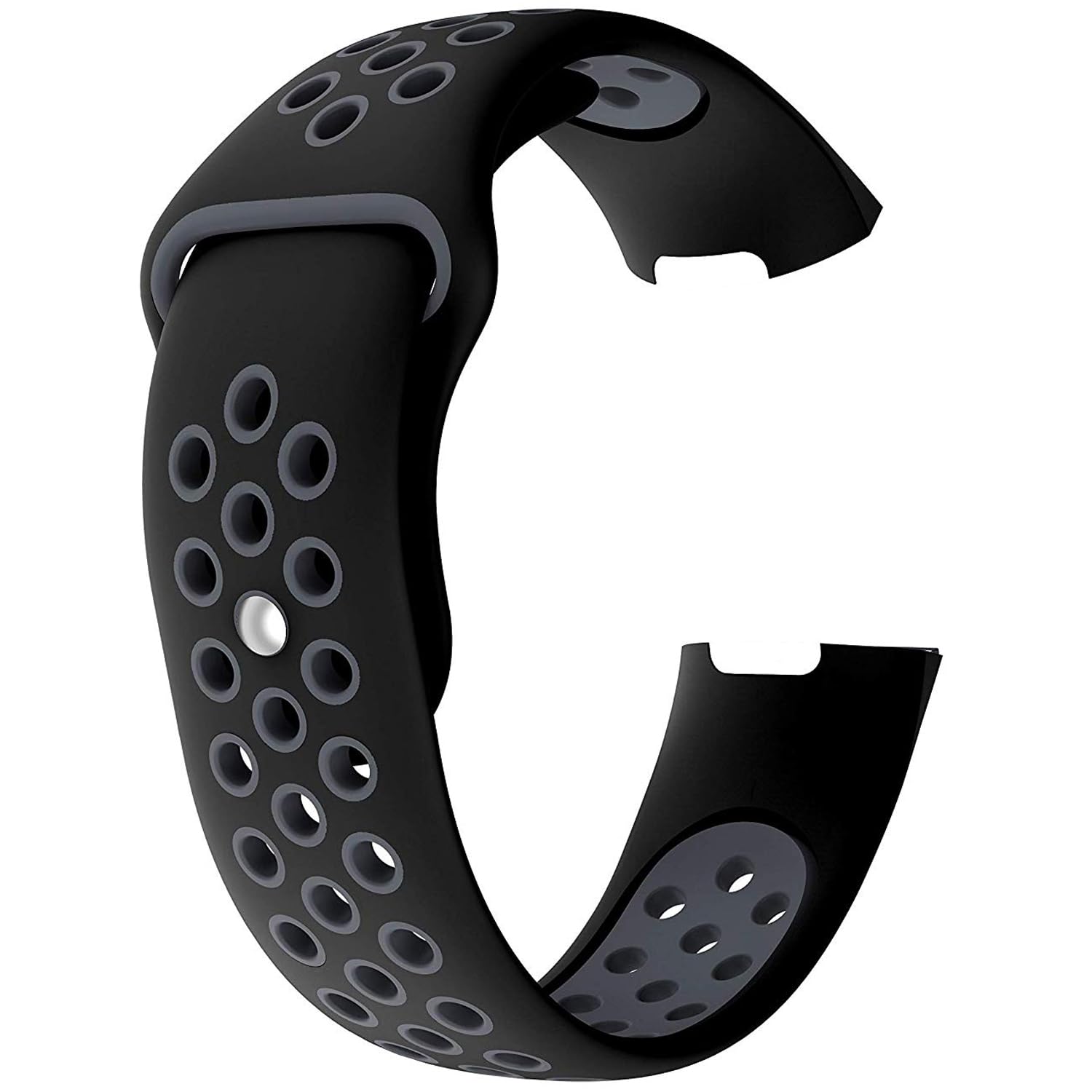 WA14 Soft Silicone Replacement Wristbands Sport Dotted Strap Bands Compatible with Fitbit Versa 2 / Fitbit Versa/Versa Lite in (Black/Grey)