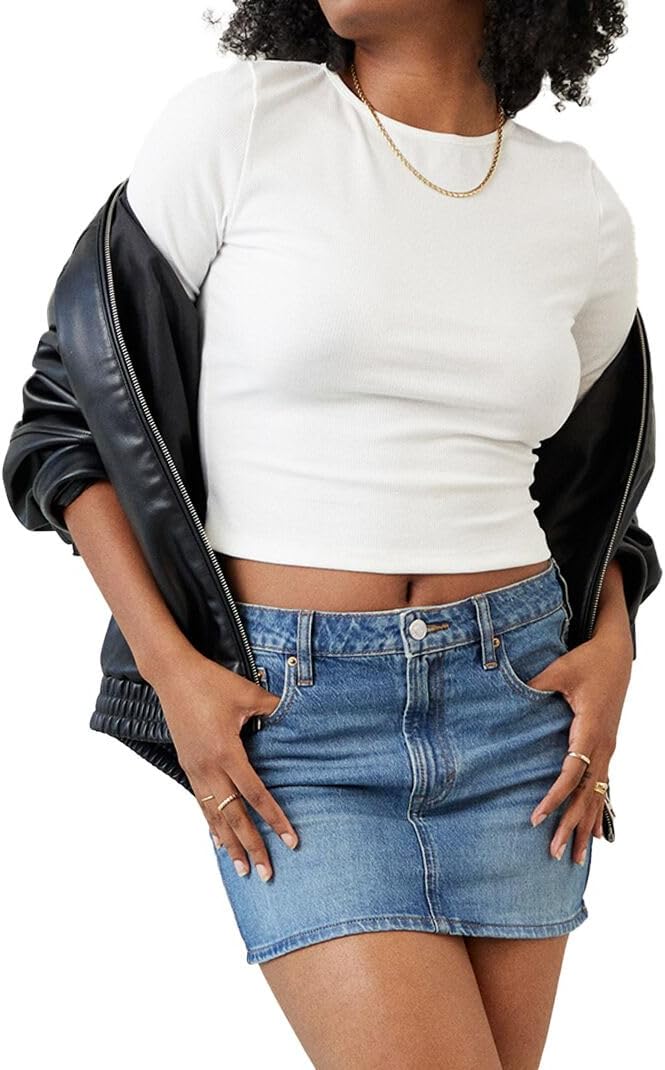 PacSun Women's Bella Stretch Dark Indigo Mid Rise Denim Mini Skirt - Multicolor