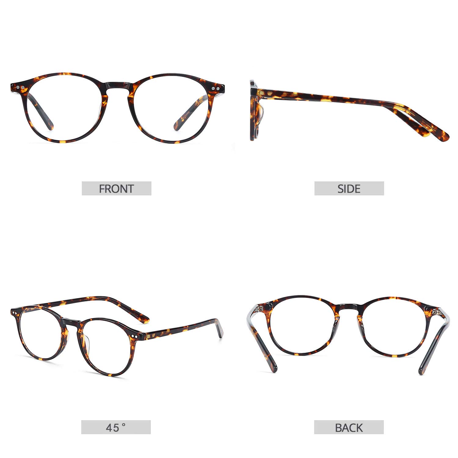 ZENOTTIC Vintage Runden Brillenrahmen Nerdbrille Ohne Sehstärke Retro Klare Linse Gläser für Damen und Herren