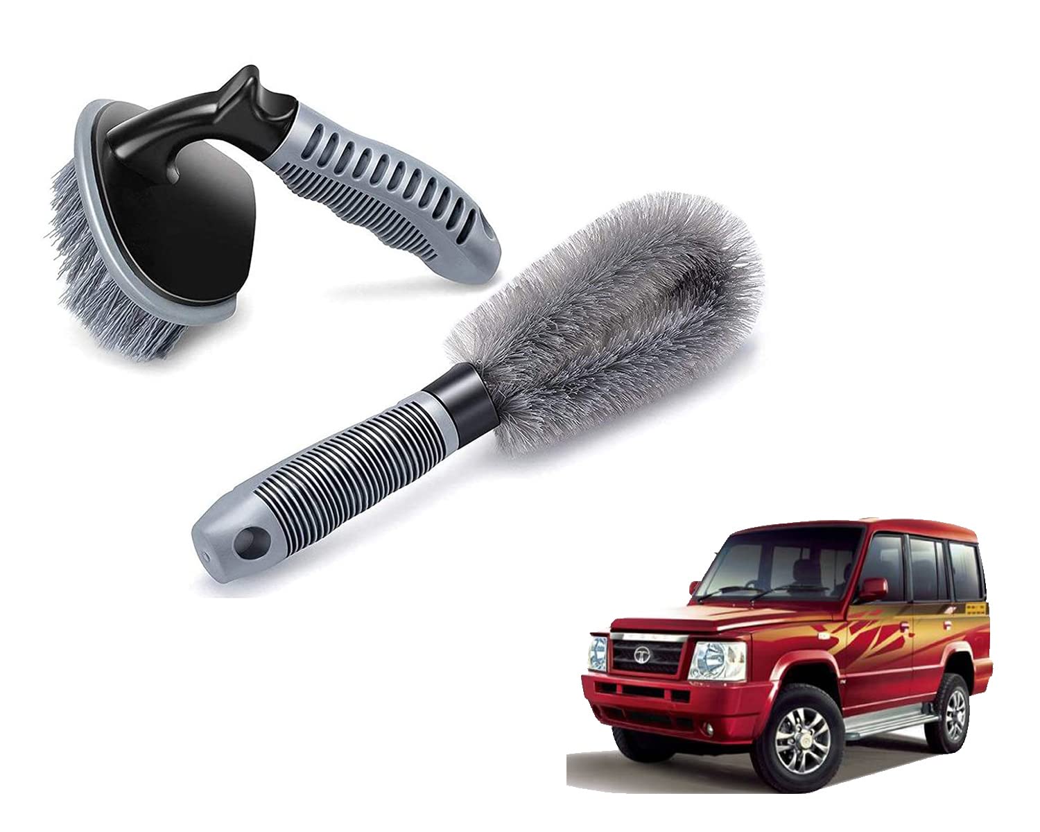 ABS 2 Pieces Wheel Tire Brush Set for Cleaning Wheels, Rim Cleaner for Tata Sumo-image-22