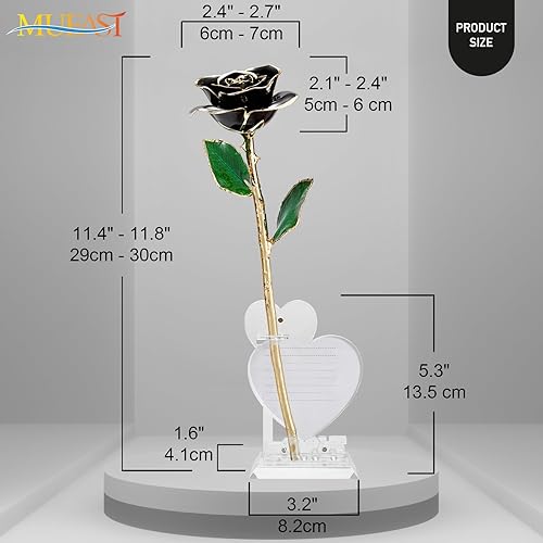 Miniatura 3 de Rosa real bañada en oro, regalo romántico para su novia, hija, aniversario, día de San Valentín, Navidad (rosa con soporte de amor)