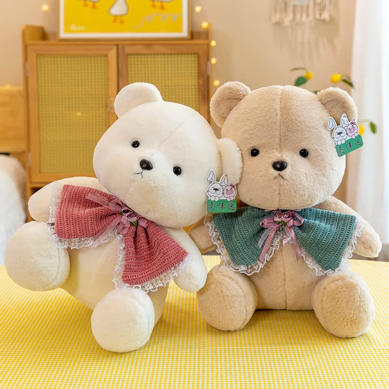 Lindo Oso de Peluche de Juguete Abrazo Muñeca de Oso de Peluche Almohada de Oso de Peluche Muñeca de Animales de Peluche para niños Parejas Regalos de cumpleaños de Navidad Blanco-Niña 50cm