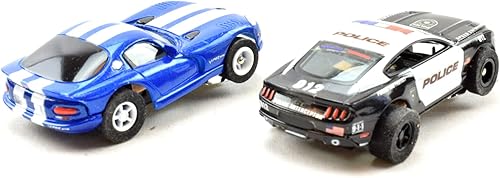 Miniatura 7 de Auto World/Premium Hobbies Highway Getaway Mustang VS Viper HO Escala HO Ranura Car Race Set CP7974