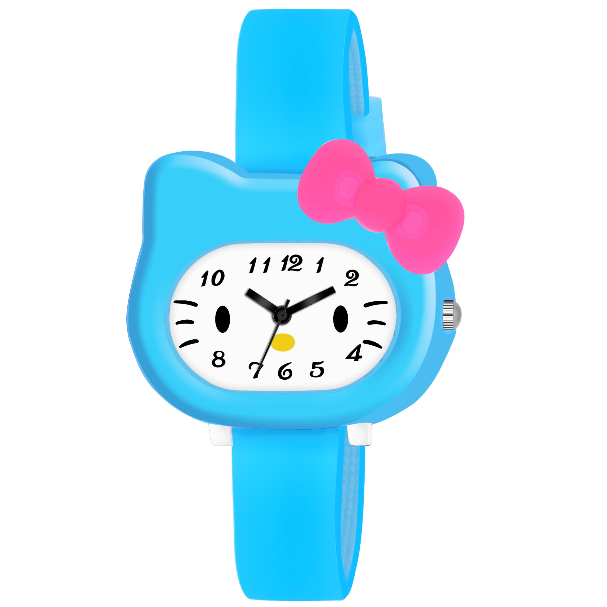 SWADESI STUFF White Dial Cute Kitty Cartoon Multi Color Rubber Strap Analog Watch for Girls (Sky Blue) (B0CK8DGN6B) Amazon Price History, Amazon Price Tracker
