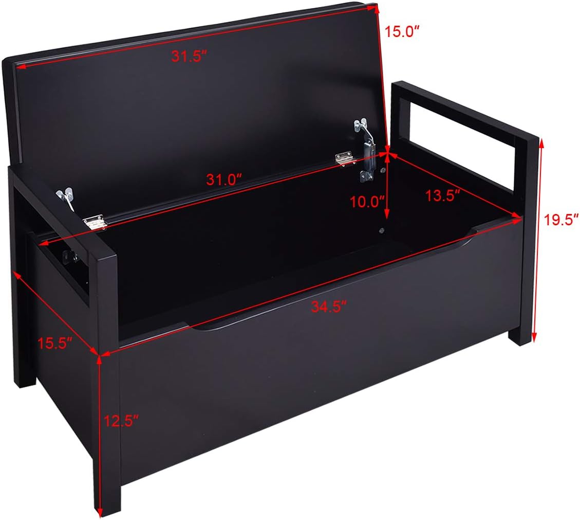 Giantex Shoe Storage Bench with Cushion, Entryway Storage Benches, End of Bed Bench for Bedroom, Wood Shoe Bench with Seat (Black) : Home & Kitchen