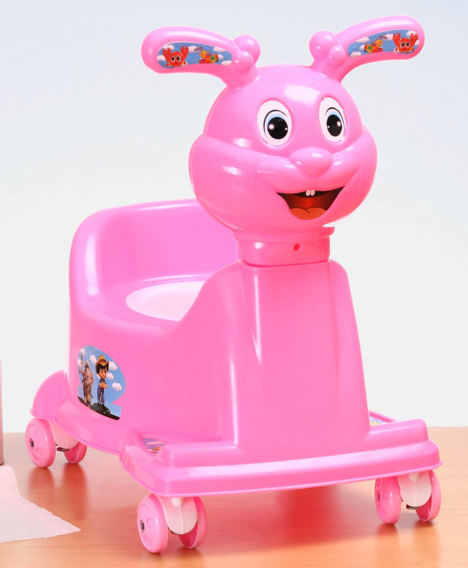 Goyal's Rabbit Style Baby Potty Seat Cum Rider with Wheel and Removable Bowl for Kids (Pink)-picture-25