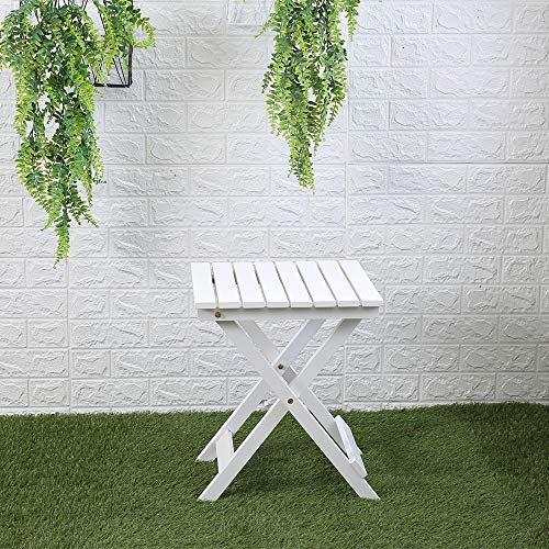B&Z Kd-40W Folding Wood Side Table Adirondack Portable Square 15.4" D X 15.4" W X 18.3" H Outdoor (White) #TOP1