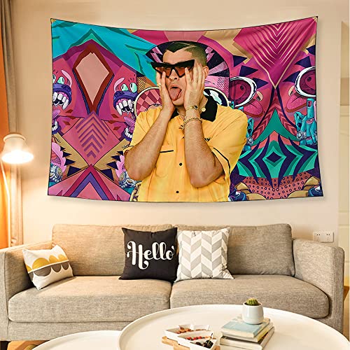 Amtisov Funny Bad Rapper Poster Tapestry Wall Flag Bad-Bunny Poster Album Design Hd Print For Living Room Bedroom Dormitory Decor (60"X40") #TOP4