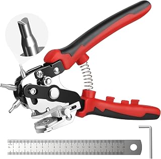 Belt Hole Puncher, [Labor-Saving][2mm-4.5mm] Diyife Professional Leather Punch with Ruler, Heavy Duty Revolving Punch Plier for Crafts, Card, Rubber, Paper, Suit for DIY Enthusiasts, Artisans